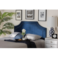 Baxton Studio BBT6566-Navy Blue-HB-King Avignon Modern and Contemporary Navy Blue Velvet Fabric Upholstered King Size Headboard